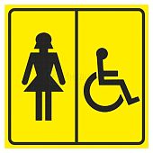 Табличка пиктограмма "Женский туалет для инвалидов" ПВХ 100*100мм
