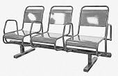 Кресло скамья секция металлических стульев для залов ожидания вокзалов аэропортов Mantella 3-секционное серия 050 1820*630*860